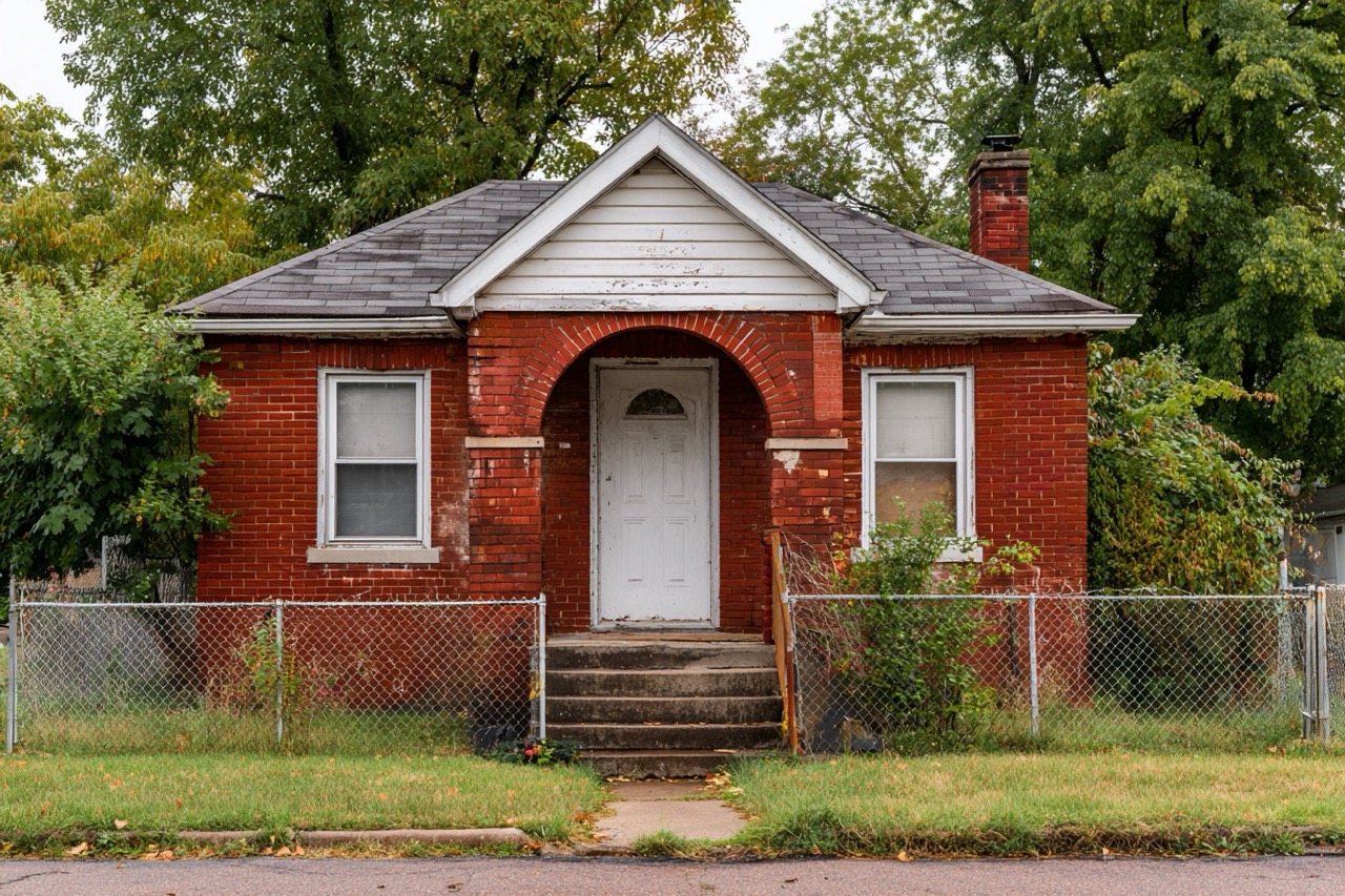 Typical brick bungalow house for sale during divorce in St Louis Missouri