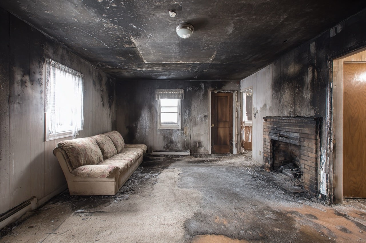 St Louis Missouri home with visible smoke and fire damage