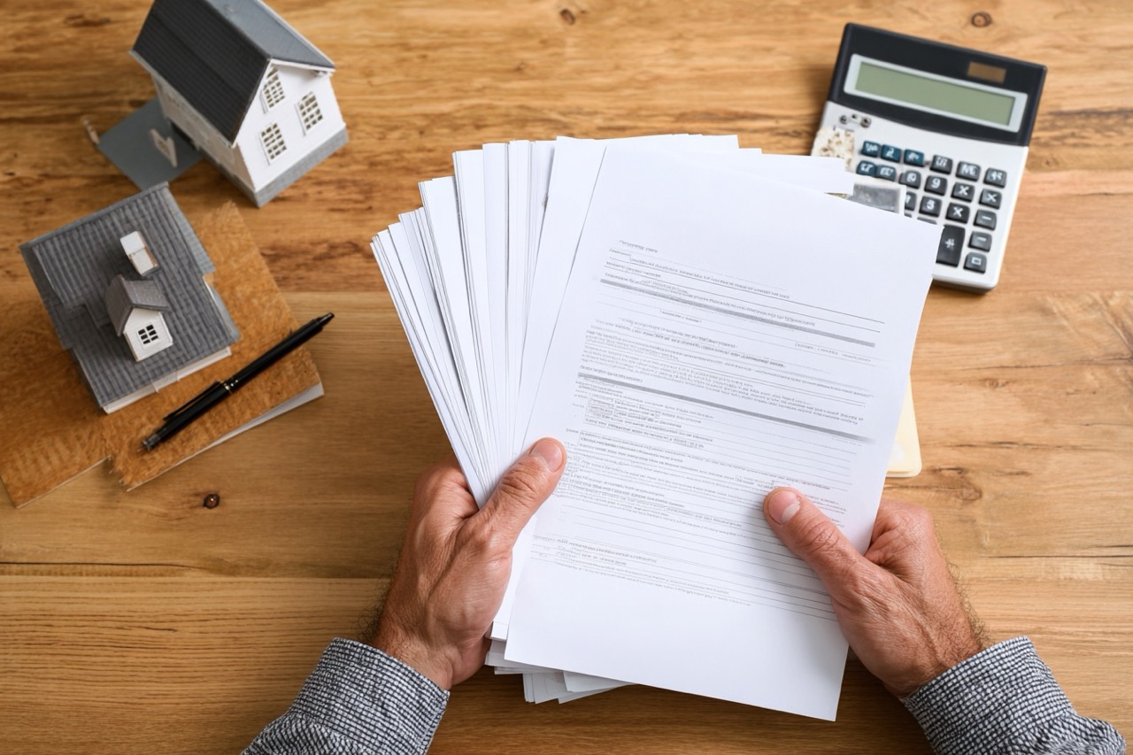 Homeowner reviewing FSBO sale documents and paperwork in St Louis MO