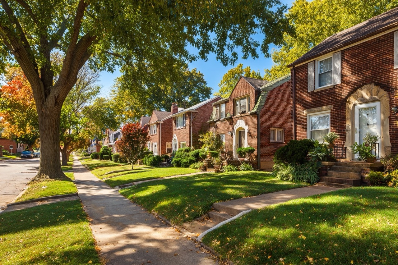 Well maintained home exterior with curb appeal in St Louis Missouri neighborhood