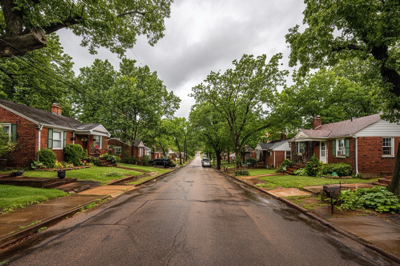 House with lien challenges in typical St Louis Missouri neighborhood